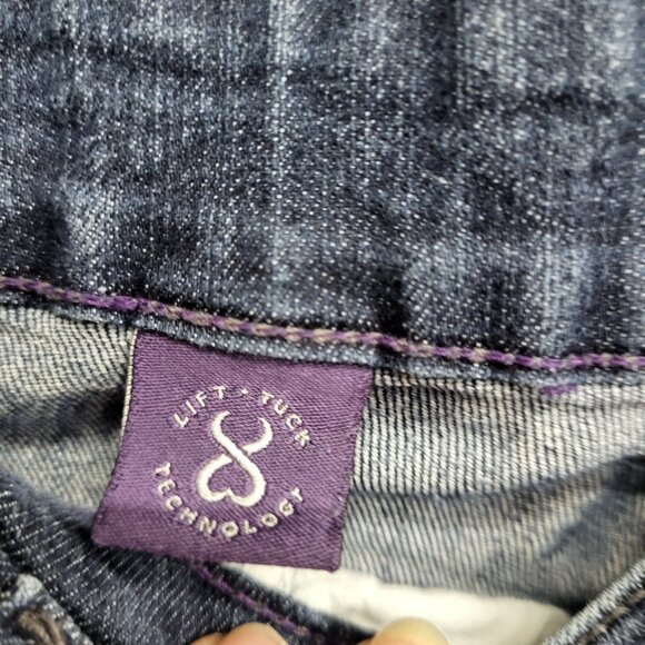 NYDJ Lift Tuck Bootcut Back Pocket Faux Leather Embossed Accent Jeans size 12 - Picture 6 of 9